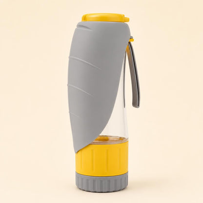 Botella dispensadora 2 en 1 para perros, color gris-amarillo